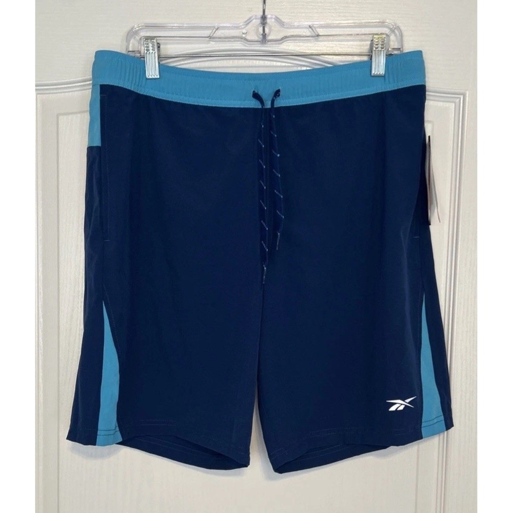 REEBOK Men's Blue Swim Suit Swim Shorts Trunks Size M Medium Pockets NEW